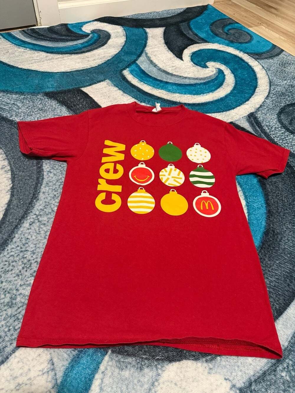 Port & Company McDonald's Crew Christmas Ornament Graphic T-Shirt Size Small
